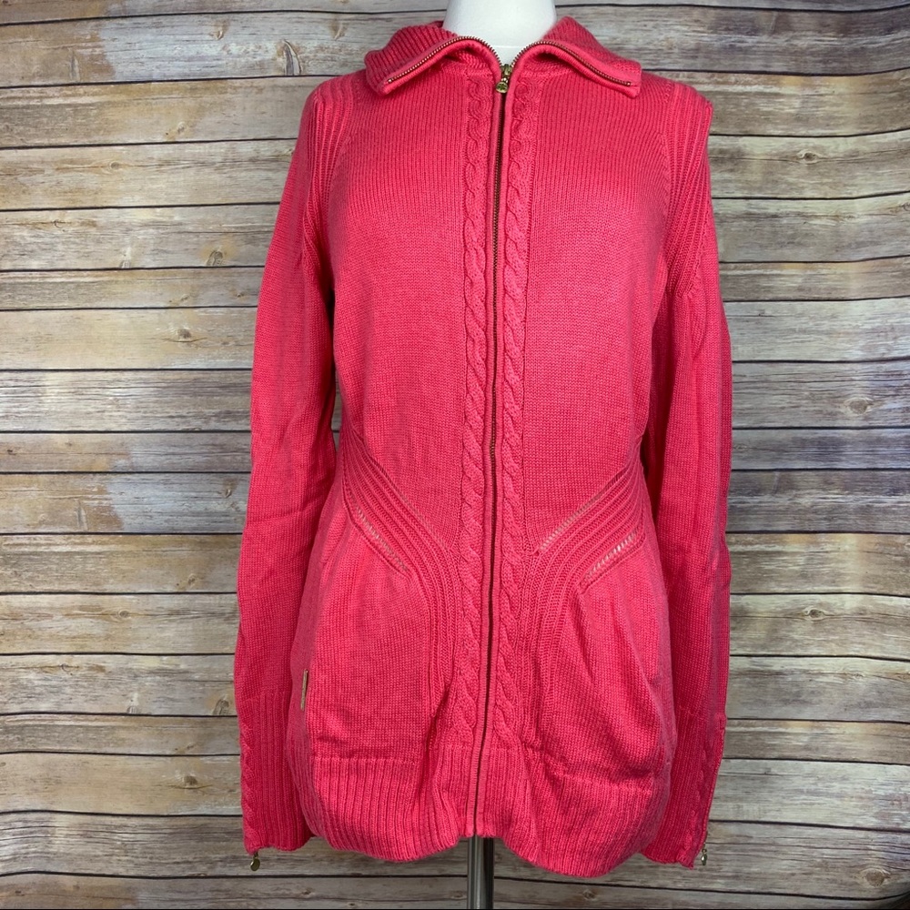 Lilly Pulitzer Maura Cable Coral Sweater, Sz XL